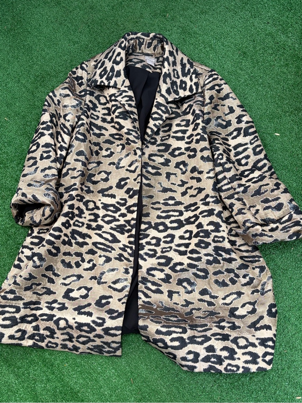 Chico's Leopard-Print Trench Coat in Tan & Black